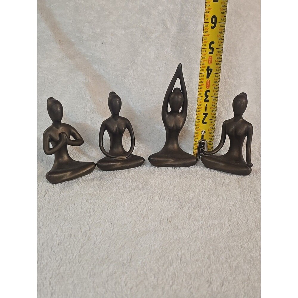 OwMell Lot of 4 Meditation Yoga Pose Statue Figurine Ceramic Yoga Figure Set - Picture 7 of 7